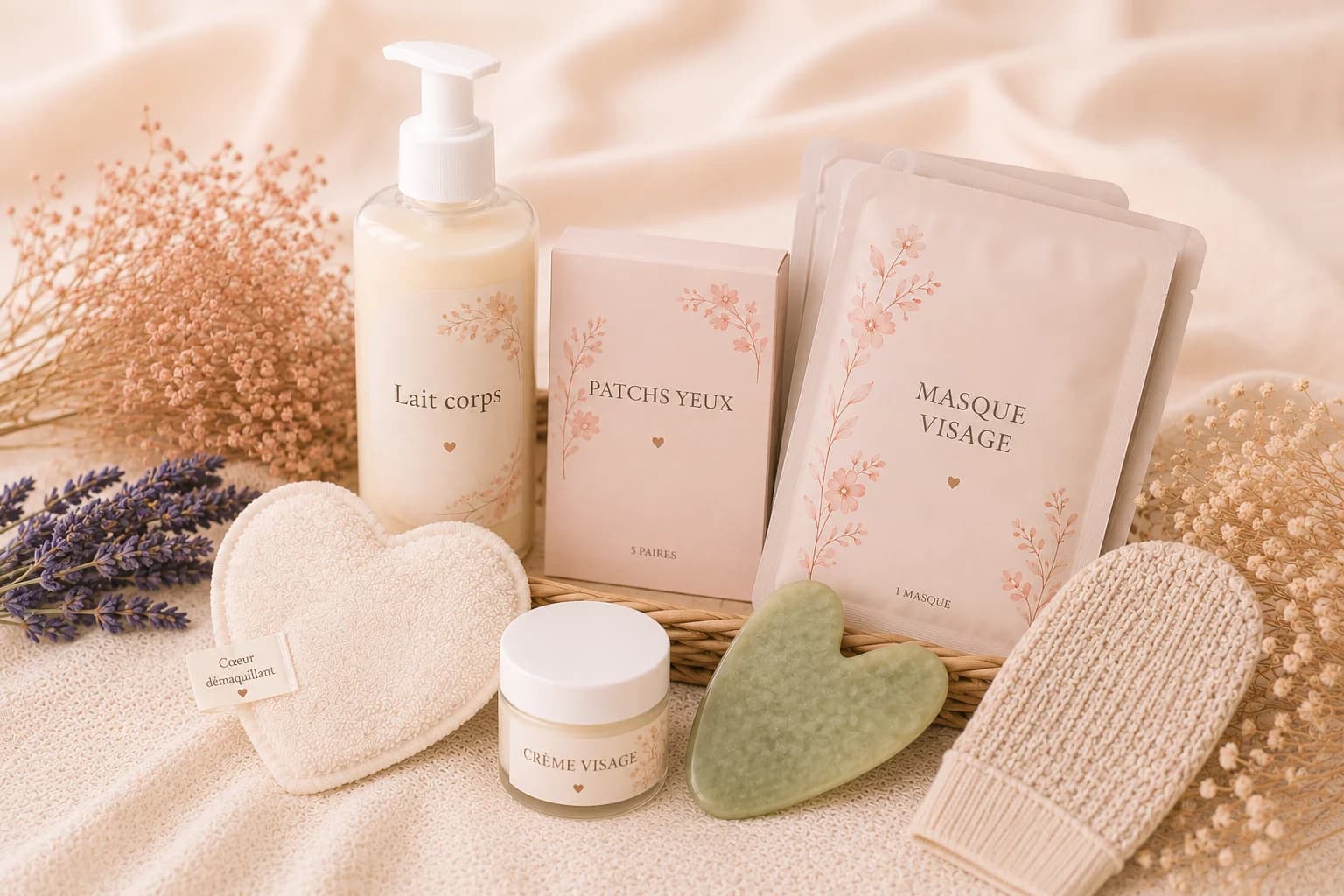 Les soins cosmétiques du coffret